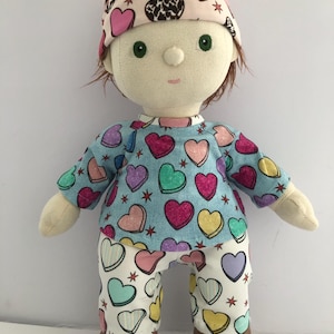 Hand Made Heart Patterned Top, Leggings and Hat Set for 35cm Olli Ella Dinkum Doll