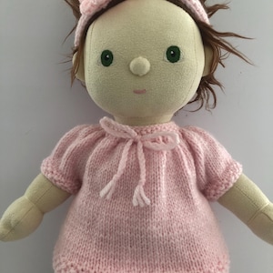 Hand Knitted Pink Top, Shorts and Headband Set for 35cm Olli Ella Dinkum Doll