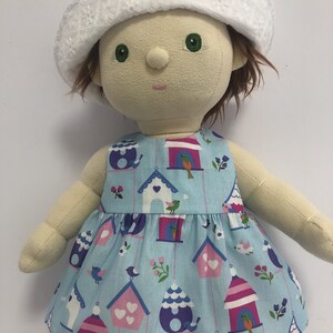 Hand Made Patterned Dress and Hat Set for 35cm Olli Ella Dinkum Doll in a Choice of Colours