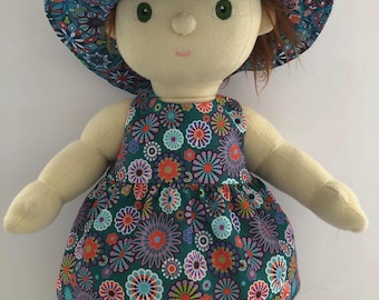 Olli Ella Dinkum Doll Kaleidoscope Patterned Dress and Hat Set in a Choice of Colours