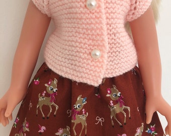 Handmade Brown & Peach Three Piece Skirt Set for 18"/45cm Doll