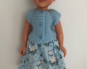 Handmade Blue Three Piece Skirt Set for 18"/45cm Doll