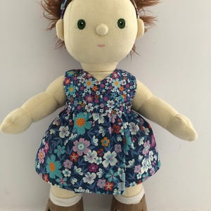 Hand Made Multi Coloured Floral Dress and Headband Set for 35cm Olli Ella Dinkum Doll  in a Choice of Colours