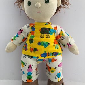 Hand Made Animal Drawing Patterned Top and Trousers Set for 35cm Olli Ella Dinkum Doll