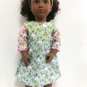 Handmade Bunny Patterned Dress and Headband Set for 18&quot;/45cm Doll