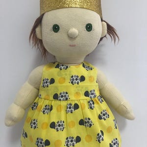 Hand Made Turtle Patterned Dress and Crown Set for 35cm Olli Ella Dinkum Doll in a Choice of Colours