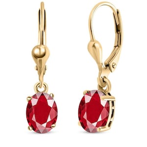 Boucles d'oreilles pendantes en rubis, boucles d'oreilles dormeuses en rubis taille ovale, boucles d'oreilles en argent sterling, cadeaux de fiançailles d'anniversaire pour mère fille