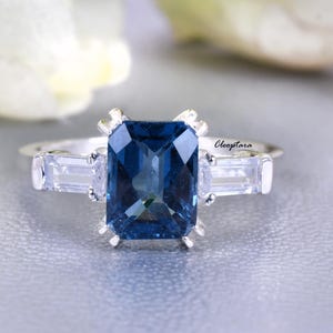 Beautiful Cushion Cut London Blue Topaz Statement Cocktail Ring, 925 Sterling Silver 14K solid Gold December Birthstone Engagement Ring Gift