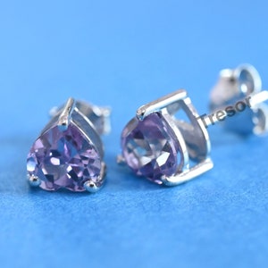 Pendientes de amatista en forma de pera vintage, pendientes de amatista hechos a mano, pendientes de plata esterlina, regalo de compromiso de aniversario para el amor de madre y esposa