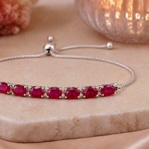 Wunderschönes Rubin-Bolo-Armband, elegantes Vintage-Armband mit natürlichen Rubingliedern, Statement-Armband mit Rubin, Geburtsstein für Juli, Mutter
