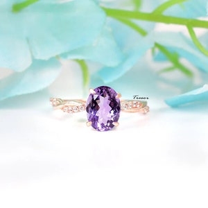 Handmade Amethyst Engagement Ring, 14K Solid Gold Statement Ring, Amethyst Wedding Solitaire Ring for Women,Anniversary Gift for Mother Wife