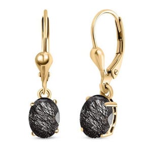 Beautiful Black Quartz Lever back Earrings, Handmade Black Quartz Dangle Droop Earrings, Sterling Silver Earring Anniversary Gift for Mother