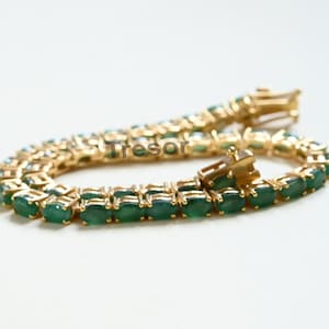 Natuurlijke smaragdgroene tennisarmband, schakelarmband bruidshuwelijkscadeau verjaardagscadeau smaragd sierlijke armband sieraden cadeau voor moeder