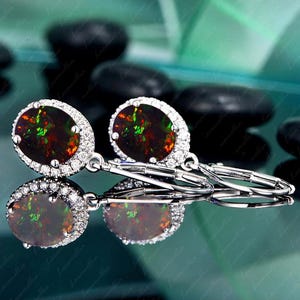 Black Opal Dangle Drop Lever Back Earrings, Oval Cut Black Opal Lever Back Earrings, 925 Sterling Silver Stud Anniversary Gift for Mother