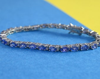 究極の天然タンザナイトテニスブレスレット、ユニークなタンザナイト