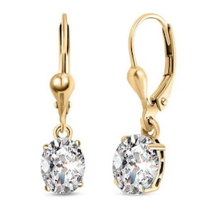 Oval Shape Moissanite Dangle Drop Earrings, Moissanite Earrings, 925 Sterling Silver Stud Anniversary Gift for Mother Lever back Earrings