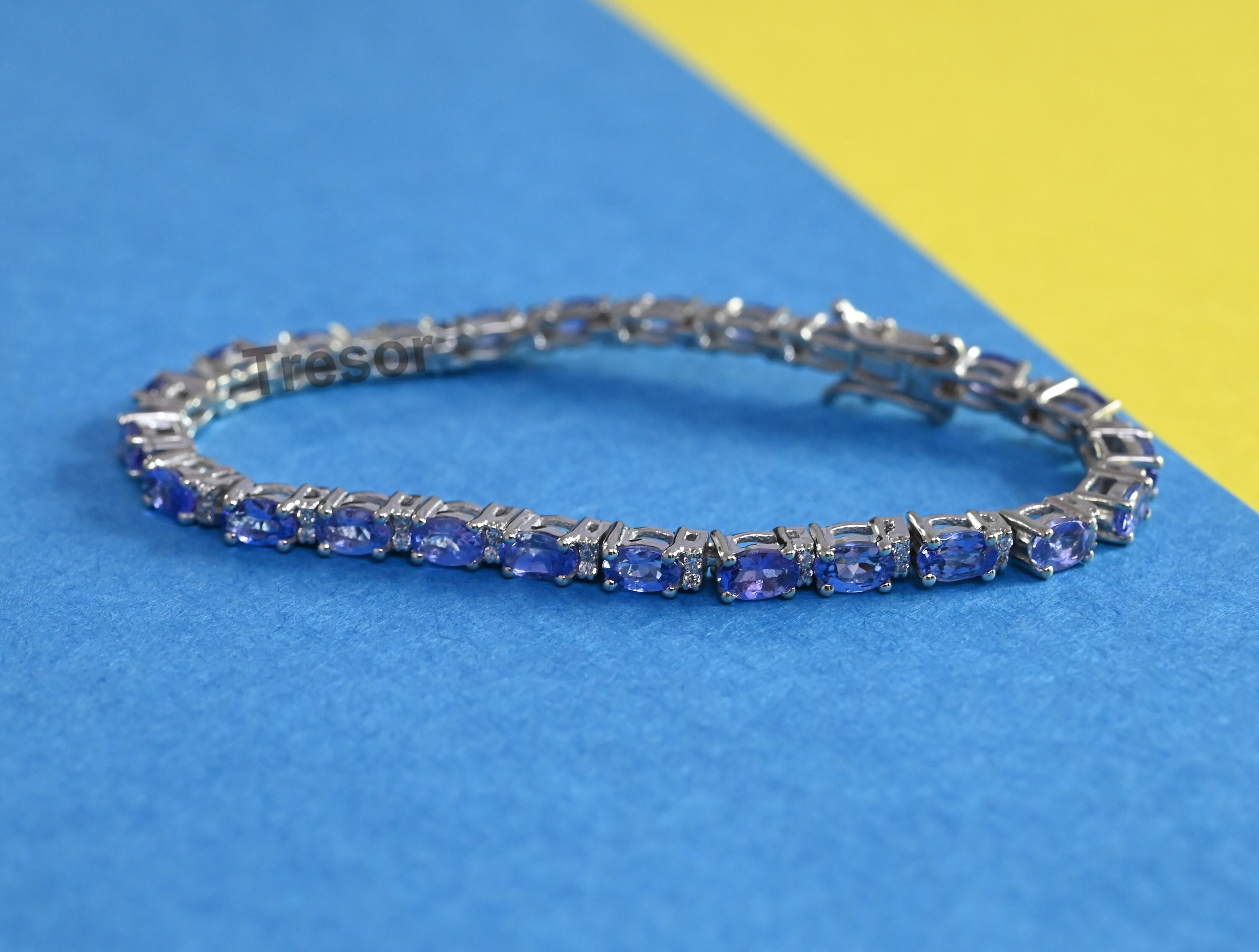 究極の天然タンザナイトテニスブレスレット、ユニークなタンザナイト