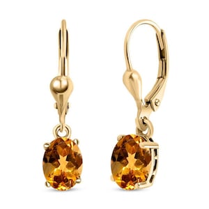 Citrine Dangle Drop Earrings, Oval cut Citrine lever back Earrings jewelry set, Sterling Silver Stud Anniversary engagement Gifts for Mother