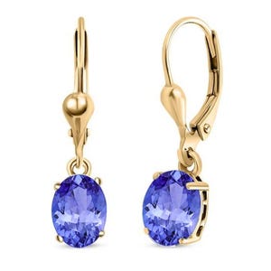 Brincos de tanzanita oval com alavanca, brincos de tanzanita natural com alavanca, presente de aniversário de prata esterlina 925 para mãe e esposa