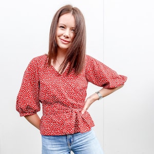 PDF Sewing Pattern, The Wrap Top, PDF Wrap Top Pattern, Instant Download, Size 6 - 16, Easy Sew, Print at home, Copy Shop Pattern