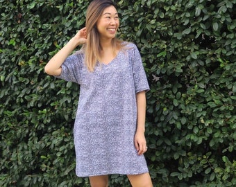 PDF Sewing Pattern, V Neck Tee Dress, Oversized Dress, Size 6 - 16, A4 Home Printing Sewing Pattern, Copy Shop Pattern, Instant Download