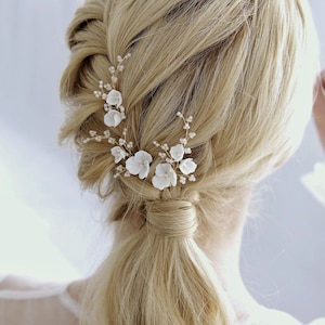 Porzellanblumen-Haarschmuck: Braut Zirkonia Kopfschmuck