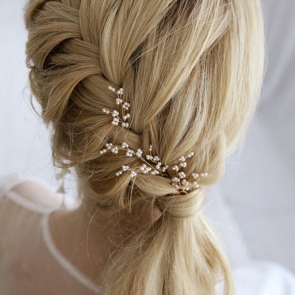 Wedding Hair Pins Set of 3, Pearl Branch Hair Pins, Bridal Pearl Hair Pins, Pearl Twigs in hair, Twigs Hair Piece