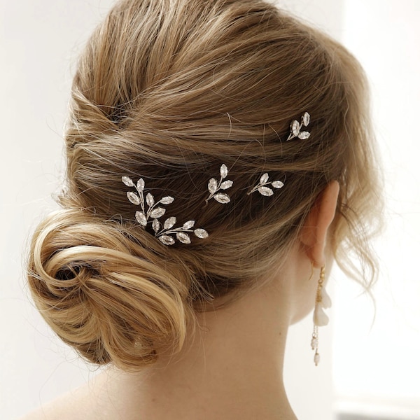 Crystal bridal hair pins, Wedding сrystal hair piece, Bridal hairpin with rhinestones, Shiny hair pins