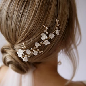 Small Flower Hair Pins, Porcelain Floral Hair Clips for Bride, Wedding Flower Hair Pins, Bridal hair piece