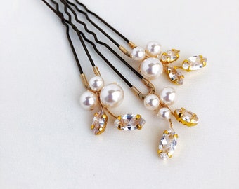 Small bridal pearl hair pins Set of 3, Wedding hair pins for bridal, High quality pearl hair clip