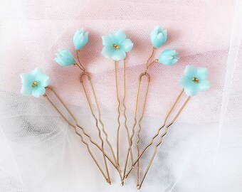 Accessories Aqua Gingham Hair Clip Aqua Gingham Brooch Aqua Gingham Pin Choose Sizebutton Aqua Blue Hair Accessory Aqua Blue Flower Hair Piece Wedding Hair Accessories