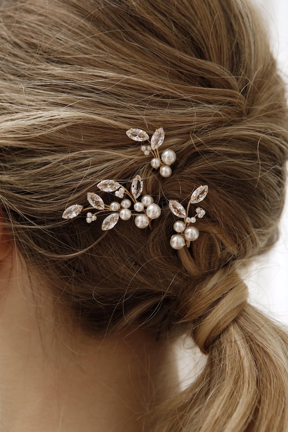 Bridal High Quality Glass Pearl Hair Pins Set of 7 Wedding Hair