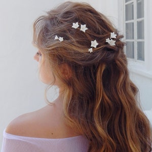 Bridal floral hairpins Wedding white hair piece Bridal flowers hair piece Flower hair pins Rustic hair piece image 3