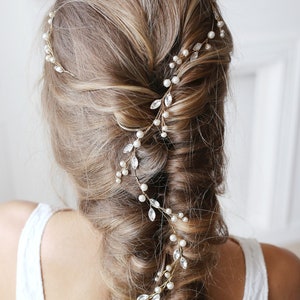 Long Pearl Hair Vine Bridal Hair Piece Pearl Wedding Hair Vine - Etsy