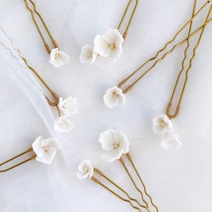 Bridal Flower Hairpins Set: Wedding Floral Hair Piece - Set of 8
