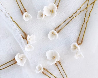 Bridal Flower Hairpins Set of 8, Wedding Small Flower for Hair, Bridal Flower Hair piece, Floral Hair Clips, Bridal Hair Pins