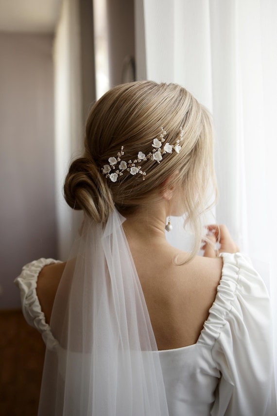 Small Flower Hair Pins Porcelain Floral Hair Clips for Bride Wedding Flower Hair Pins Bridal Hair Piece Etsy UK