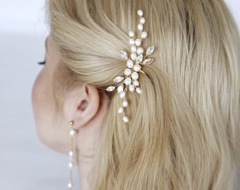 Freshwater Pearl Bridal Hair Comb: Wedding Hair Piece (4"x 1.2")
