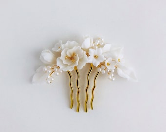 Flowers hair comb Bridal floral hair piece Wedding hair comb Flower hair pins Silver hair piece