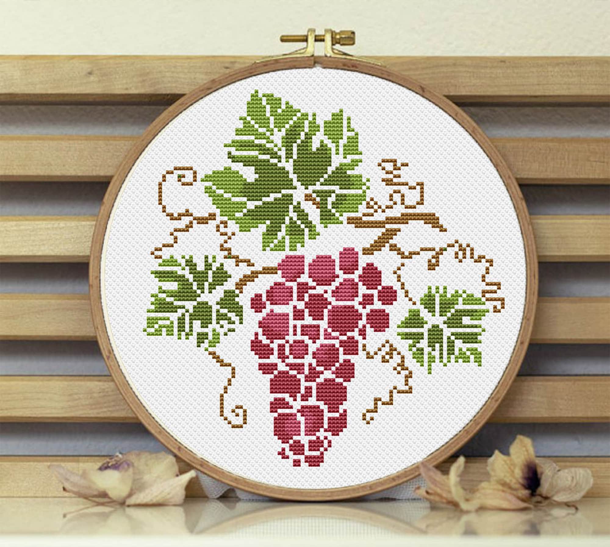 Bunch of grapes cross stitch pattern Fruit counted cross Etsy