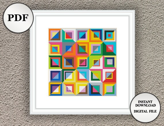 Geometric cross stitch pattern Modern Polygonal abstract | Etsy