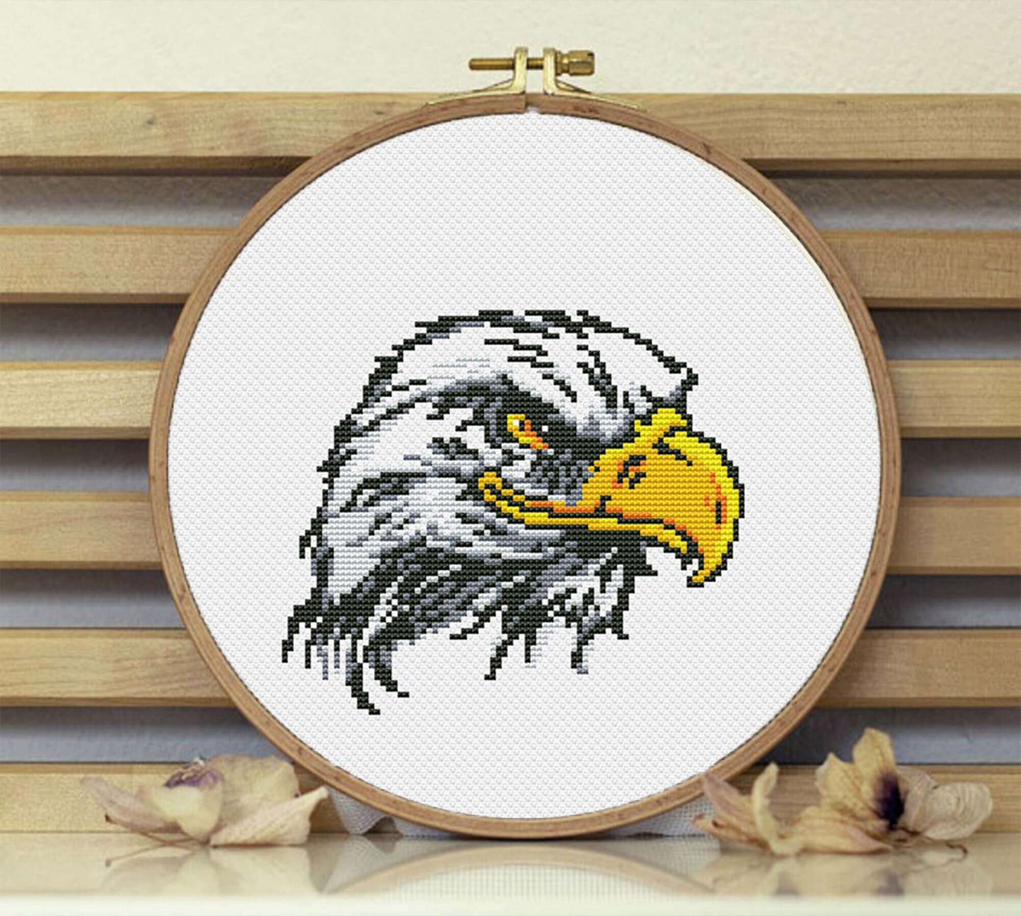 Eagle's head Cross stitch pattern mini silhouette PDF Wild Etsy
