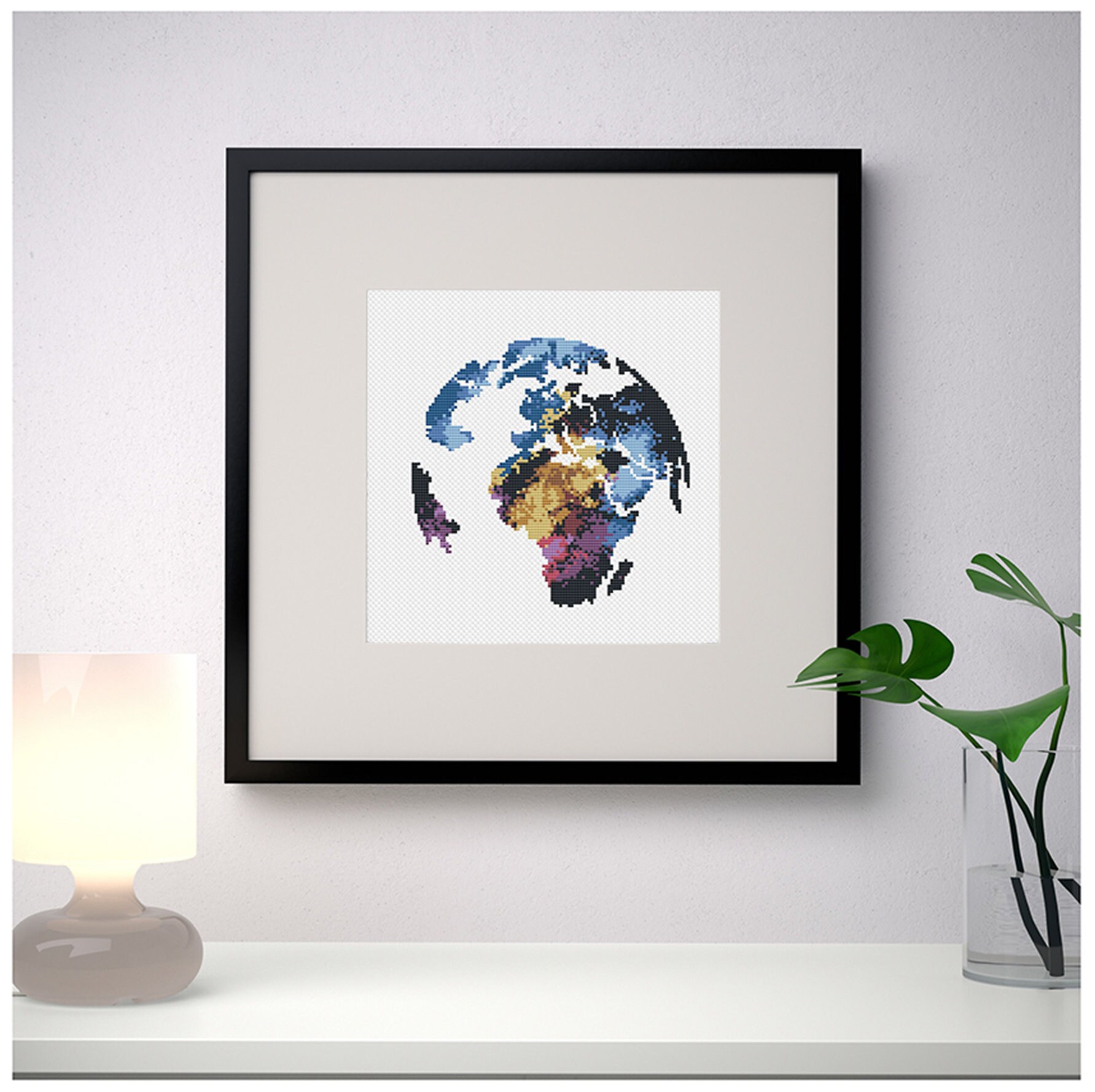 Earth Cross Stitch Pattern world map art Counted Cross Stitch Etsy