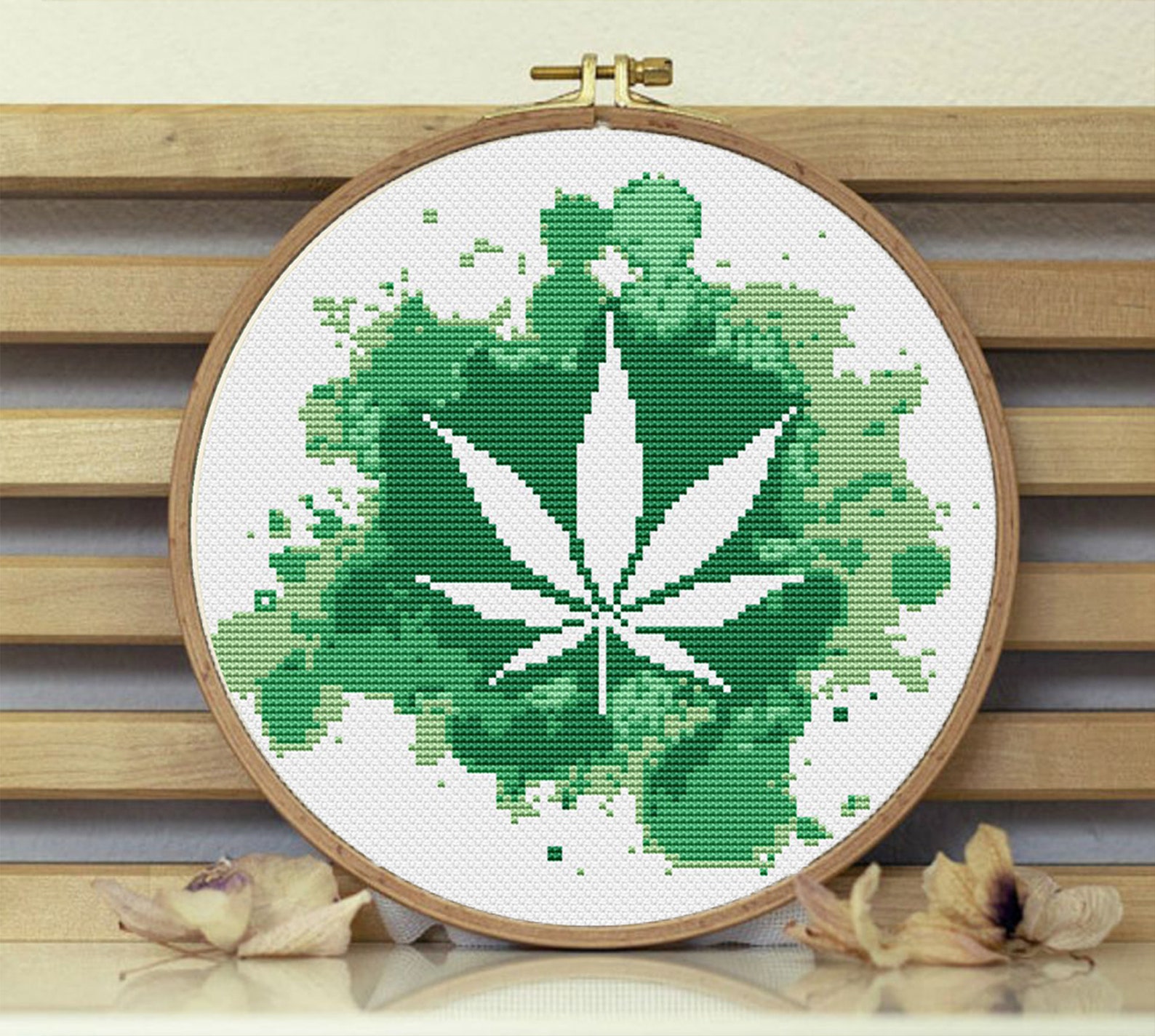 Hemp leaf cross stitch pattern marijuana plant Funny blot Etsy