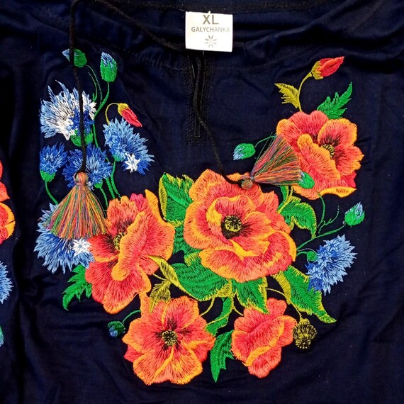 トップス Flower Embroidery Over Shirt Women's Embroidered T-shirt With Floral Embroidery, 3/4 Sleeves