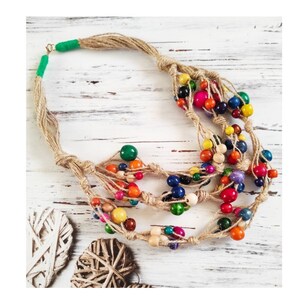 Ukrainische Halskette aus Naturholz und Draht. Designer Schmuck im Ethno Stil. Ökologischer handgemachter Schmuck. Deko + Überraschungsgeschenk