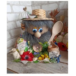 Slavic talisman for the home Domovyk with dumplings. Pagan amulet. The size is large. A charm for wealth, happiness. Handmade art doll+gift