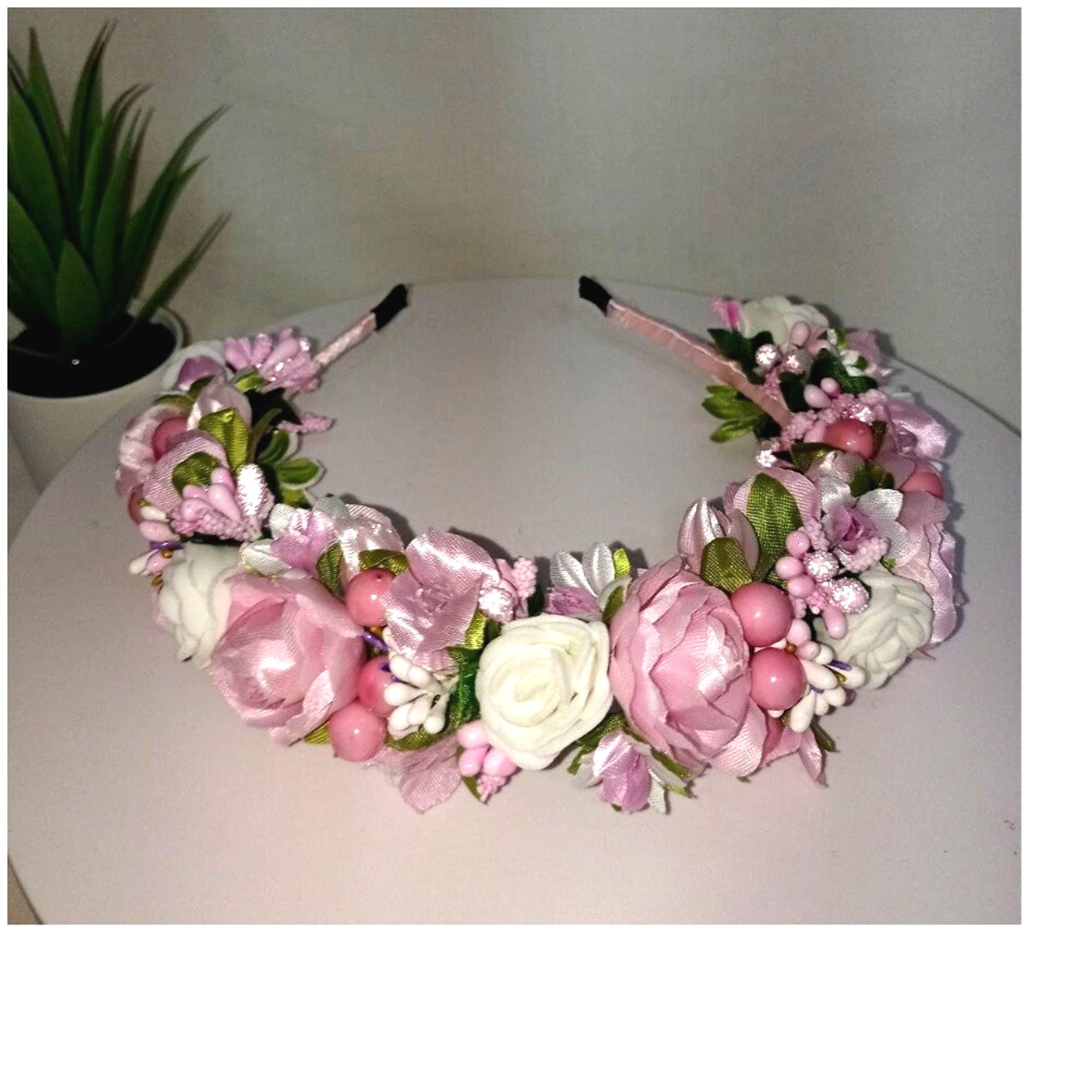 Floral Crown Headband in White, Yellow, and Pink Amazon.com : KorViSHOW Yellow Flower Crown Headband - Fairy  main image 4