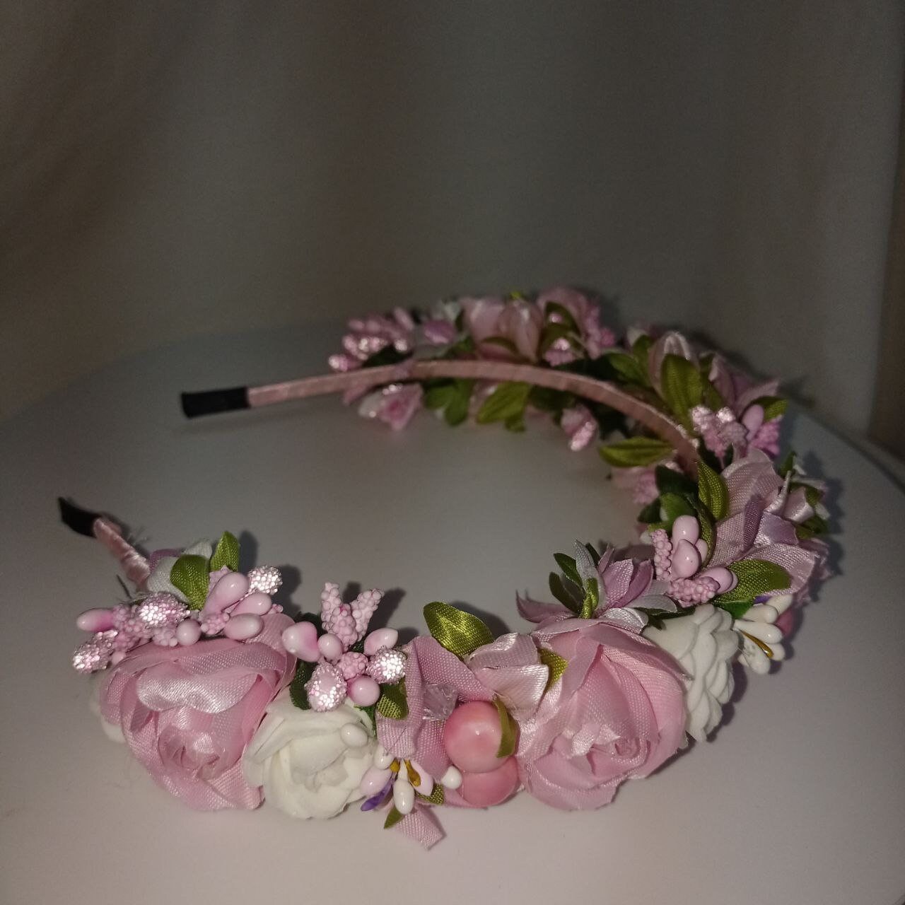 Handmade Pink & White Flower Crown, Ukraine Headband - Etsy display picture 1