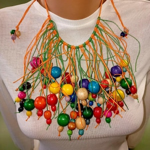 Ukrainian designer handmade wooden necklace in a gift box. Unique accessory for women. Original handmade jewelry+surprise gift from Ukraine